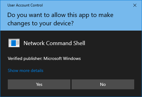 User Account Control prompt