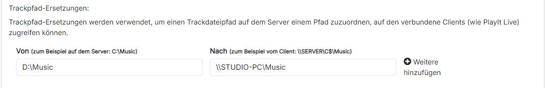 Trackpfad-Ersetzungen