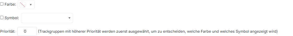 Farbe, Symbol und Priorität