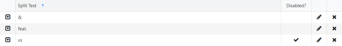 Multiple artist split list