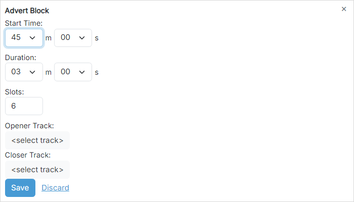 Advert Block settings
