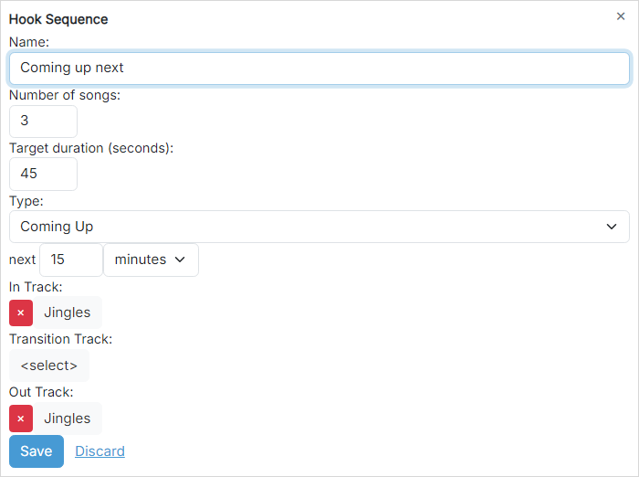 Hook Sequence settings