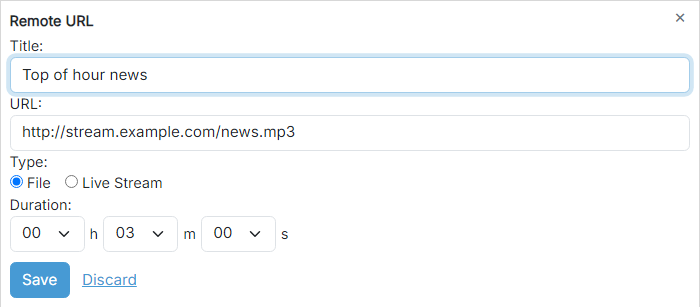 Remote URL settings