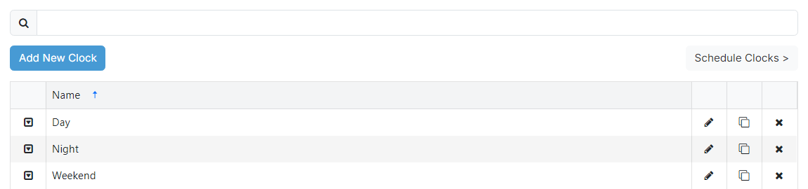 The Listing Clocks page