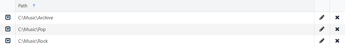 Monitored folder list
