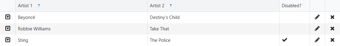 Related artist list