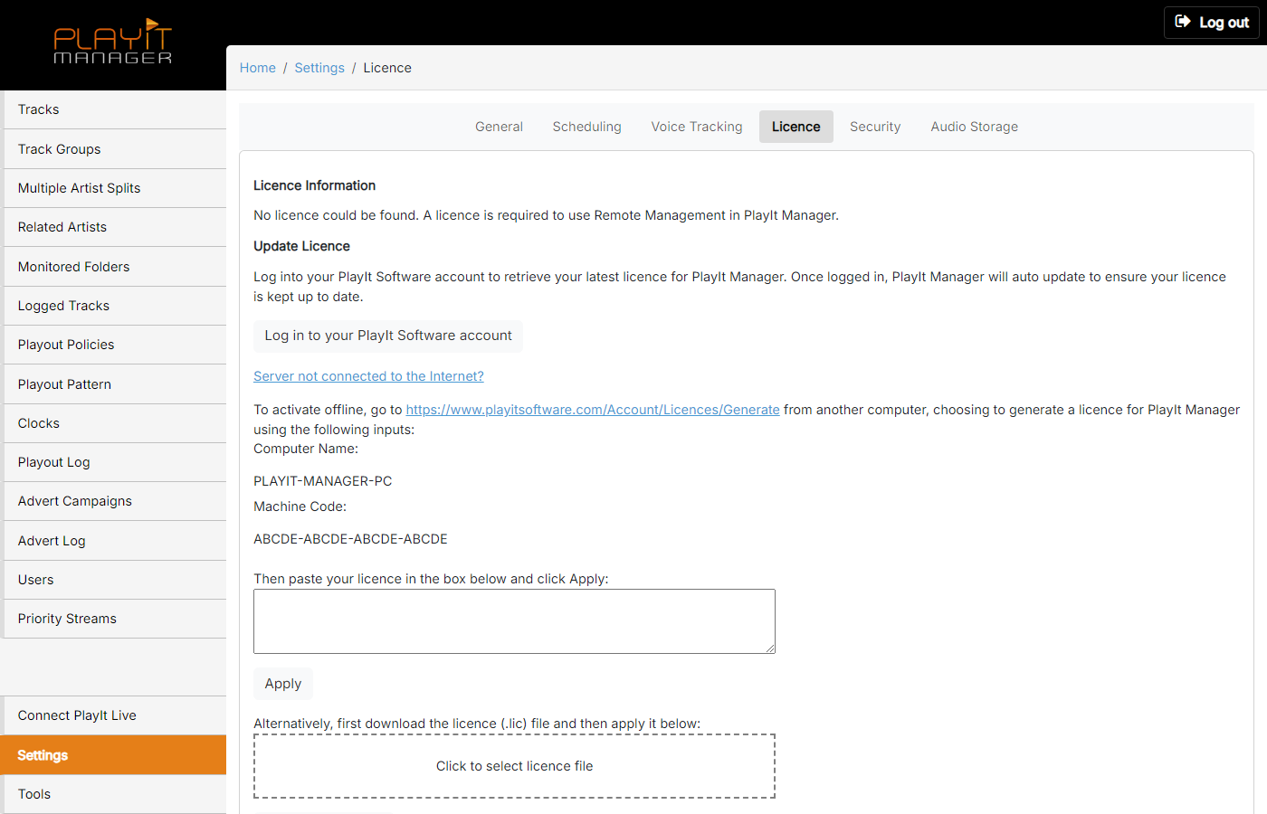 Offline activation form expanded