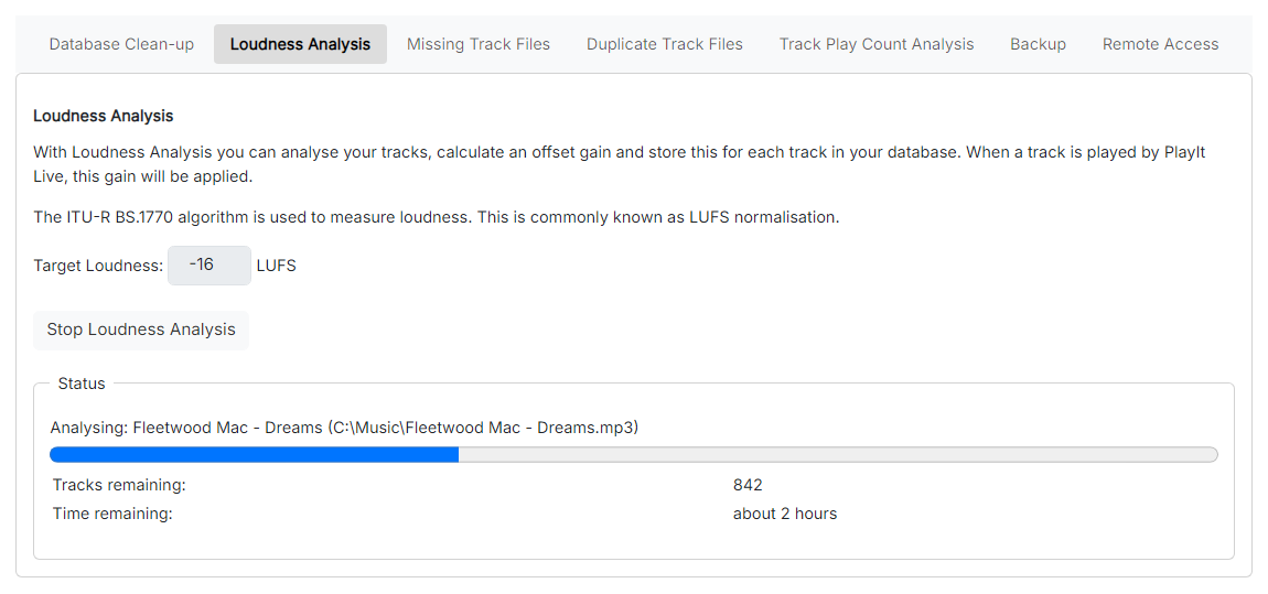 The Loudness Analysis page