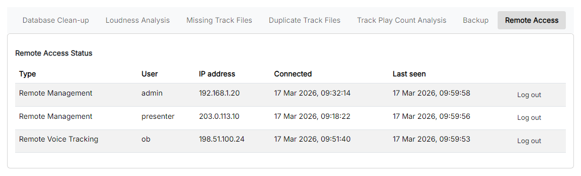 The Remote Access page