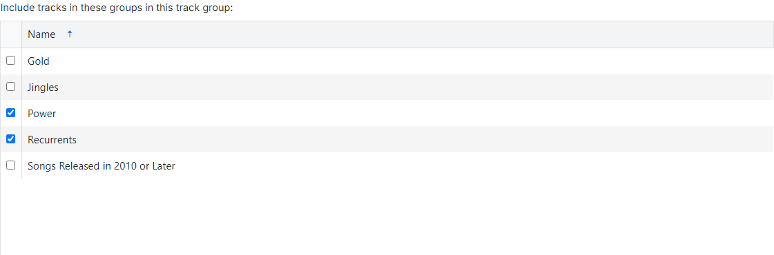 Track group list