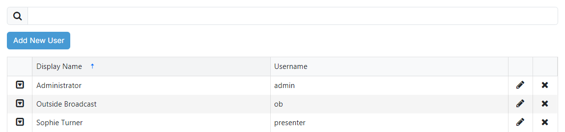 The users list page