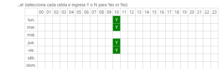 Opciones de repetición
