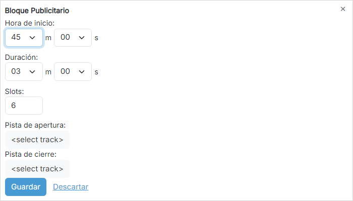 Configuración del bloque publicitario