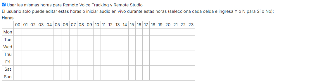 Horas de Remote Voice Tracking y Remote Studio
