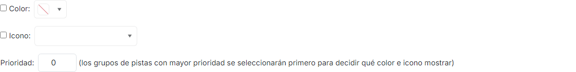 Color, icono y prioridad
