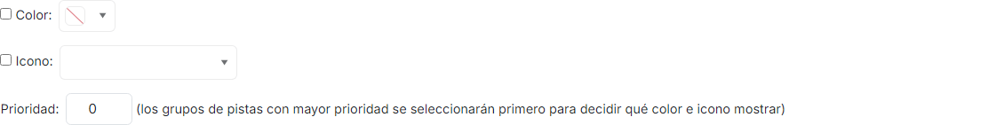 Color, icono y prioridad