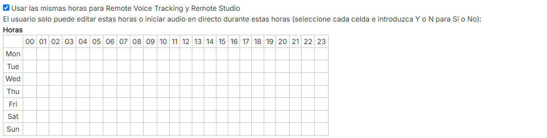 Horas de Remote Voice Tracking y Remote Studio