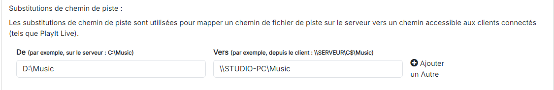 Substitutions de chemin de piste