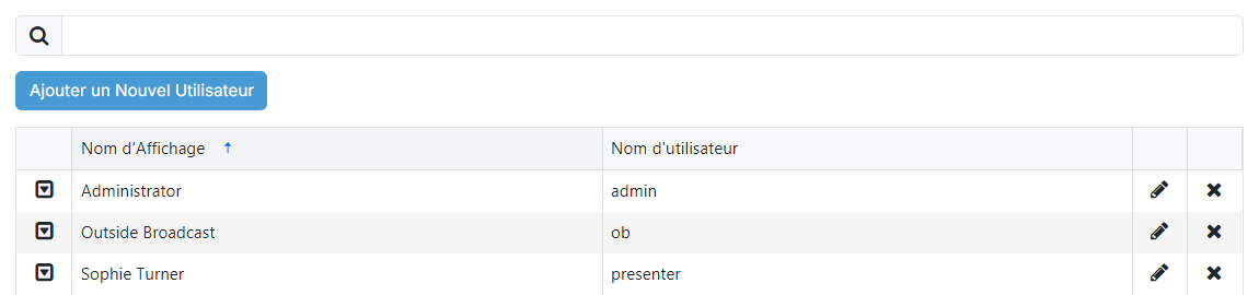 La page de liste des utilisateurs