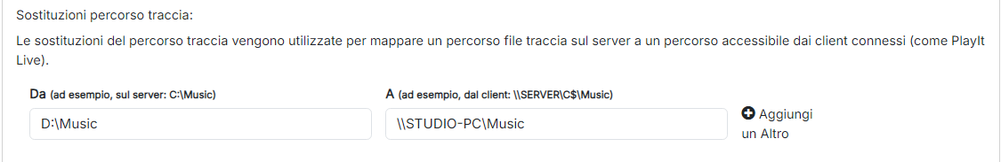 Sostituzioni percorso traccia