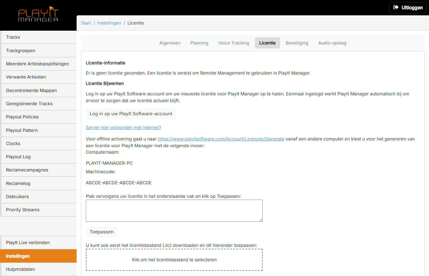 Offline-activeringsformulier uitgevouwen