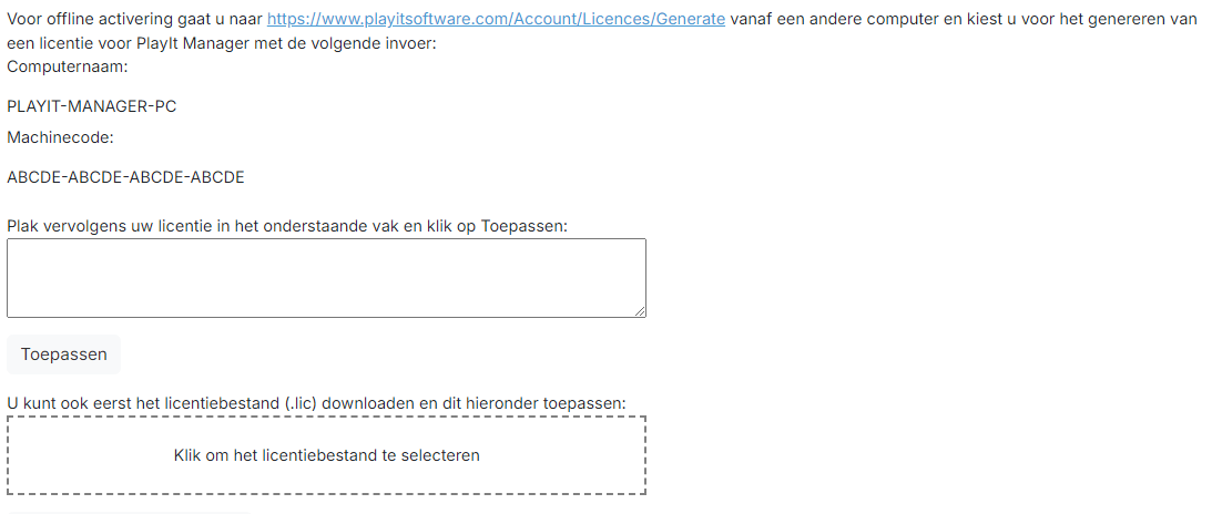 Offline-activeringsformulier