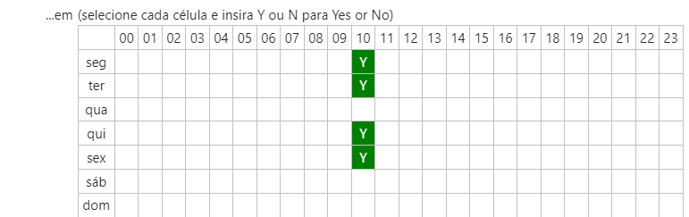 Opções de repetição
