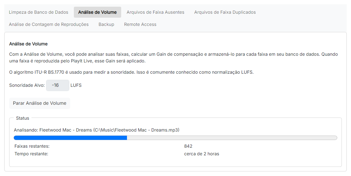 A página Análise de Volume