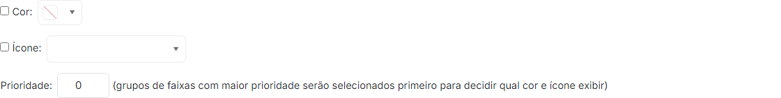 Cor, ícone e prioridade