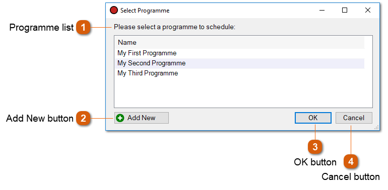 Select Programme Window