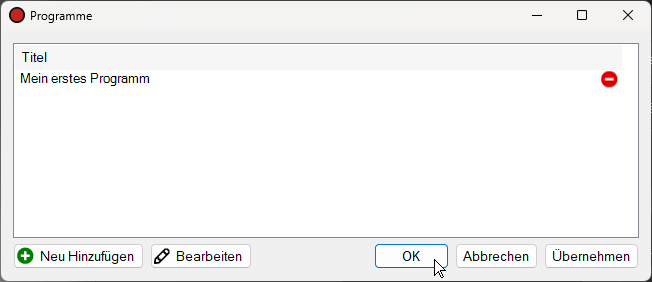 Fenster Programme mit Programm