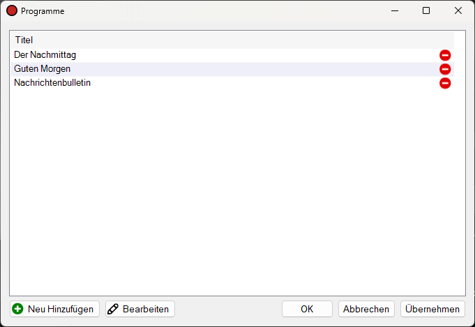 Programme-Fenster