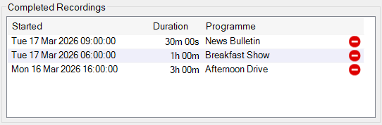 Completed Recordings