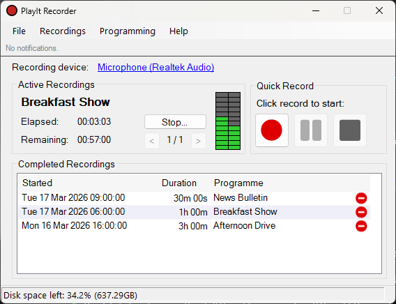 PlayIt Recorder main window