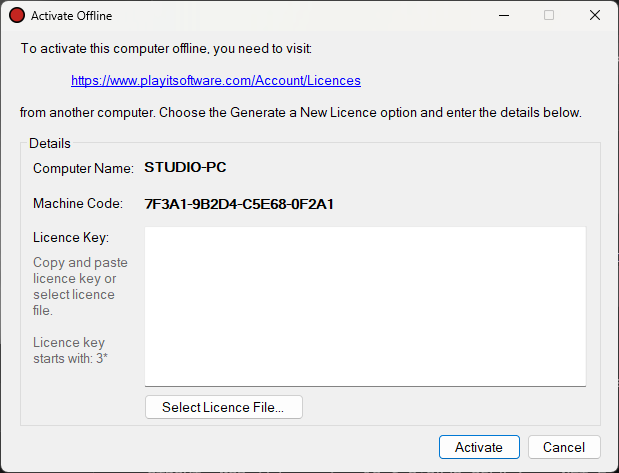 Activate Offline window