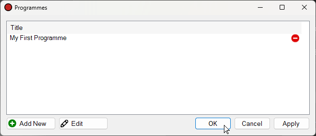Programmes with program window