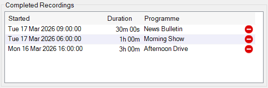 Completed Recordings