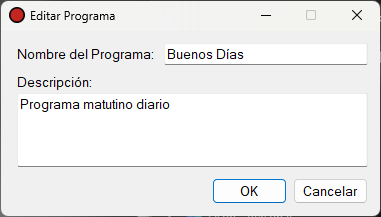 Ventana Editar Programa