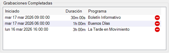 Grabaciones completadas
