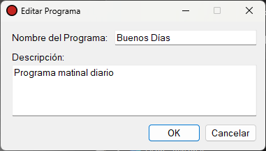 Ventana Editar Programa