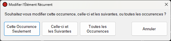 Fenêtre Modifier l'Élément Récurrent