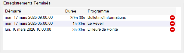 Enregistrements Terminés