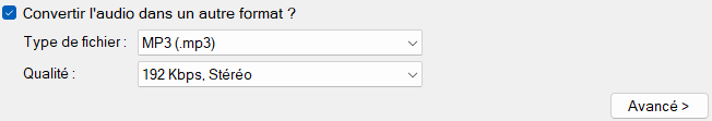 Conversion audio