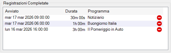 Registrazioni completate