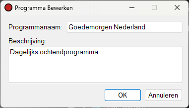 Venster Programma Bewerken