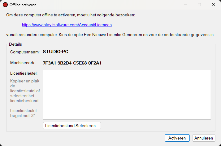 Venster Offline activeren