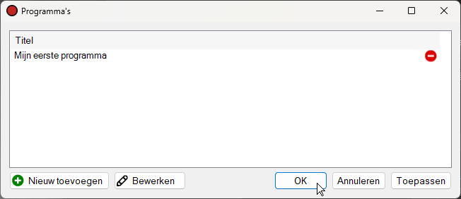 Venster Programma's met een programma
