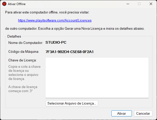 Janela Ativar Offline