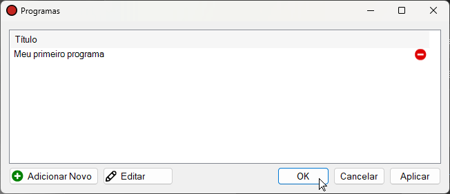Janela Programas com um programa