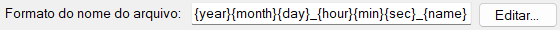 Formato do nome do arquivo